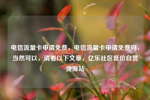 电信流量卡申请免费，电信流量卡申请免费吗，当然可以	，请看以下文章，亿乐社区低价自营货源站  第1张