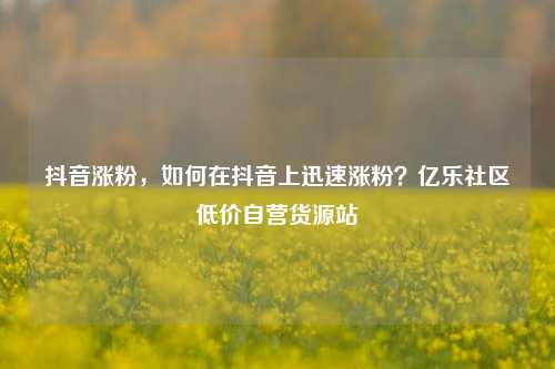 抖音涨粉	，如何在抖音上迅速涨粉？亿乐社区低价自营货源站  第1张